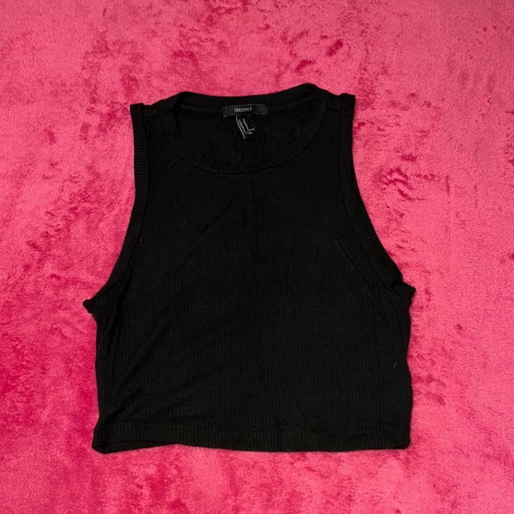 Ribbed Black Crop Top
